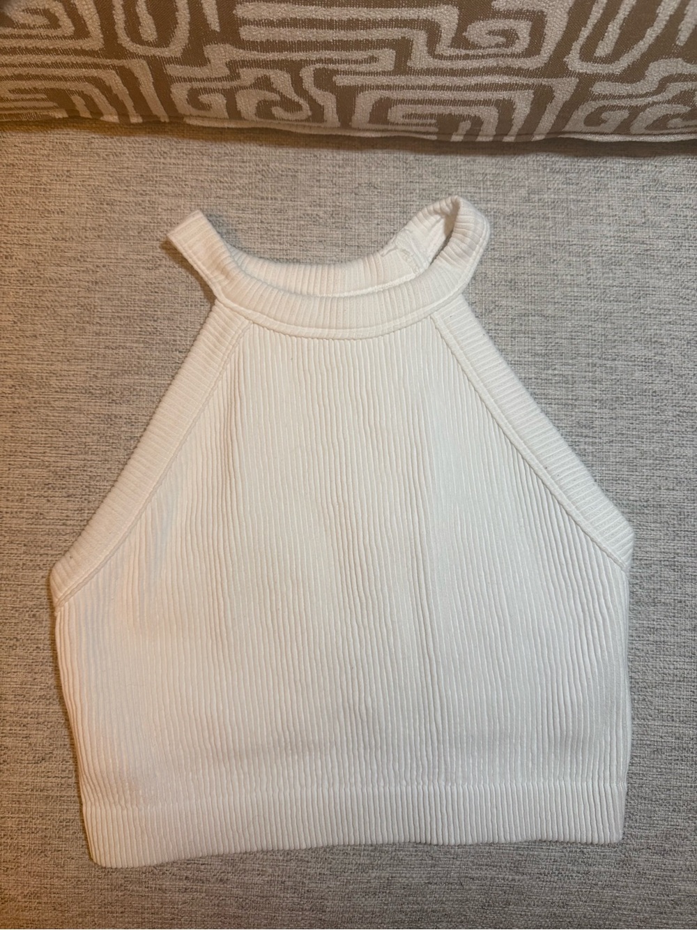 Aerie Real Good White Ribbed High Neck Racerback Crop Tank XL